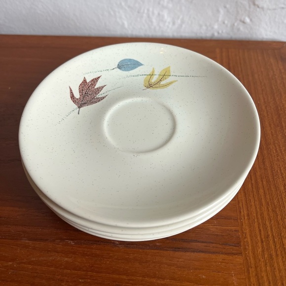Franciscan Autumn Leaves 5 Saucer Plates Vintage MCM Pottery Mid Century Modern - Picture 3 of 9